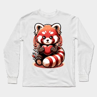 Cute Red Panda Animal Love Lovers Heart Long Sleeve T-Shirt